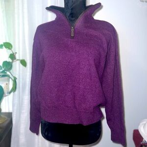 ORVIS WOOL SWEATER Quarter Zip Up Purple Size L